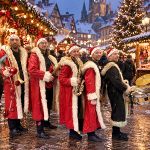 Orchestre festive au marché de Noël